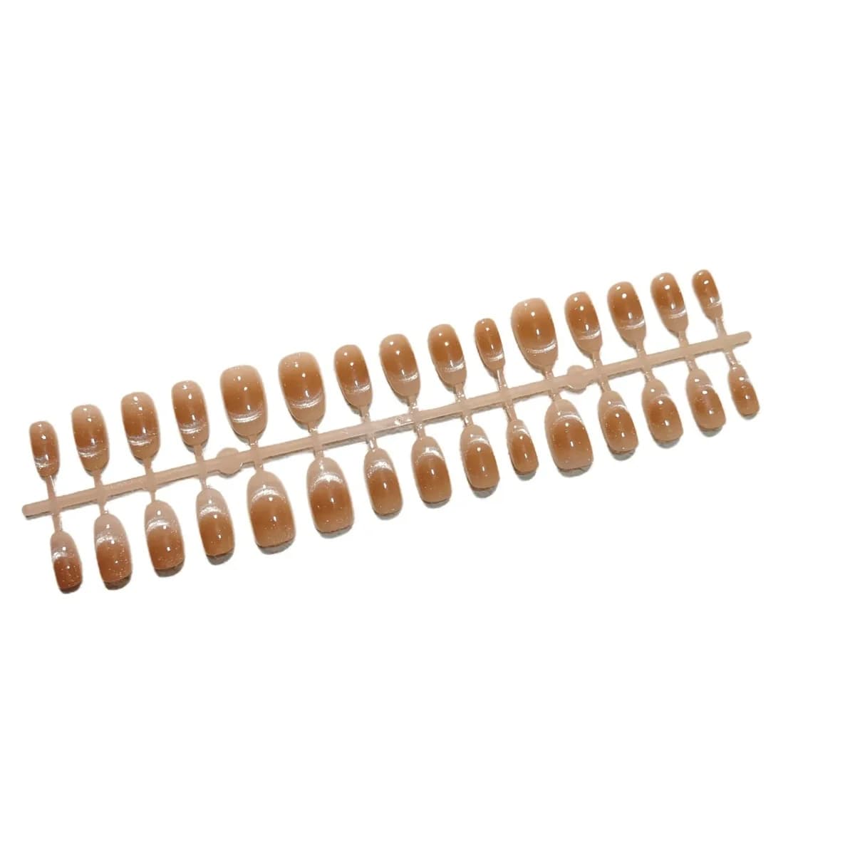 Cat Eye Press-On Nails with Glass Beads, Short Oval Shape
