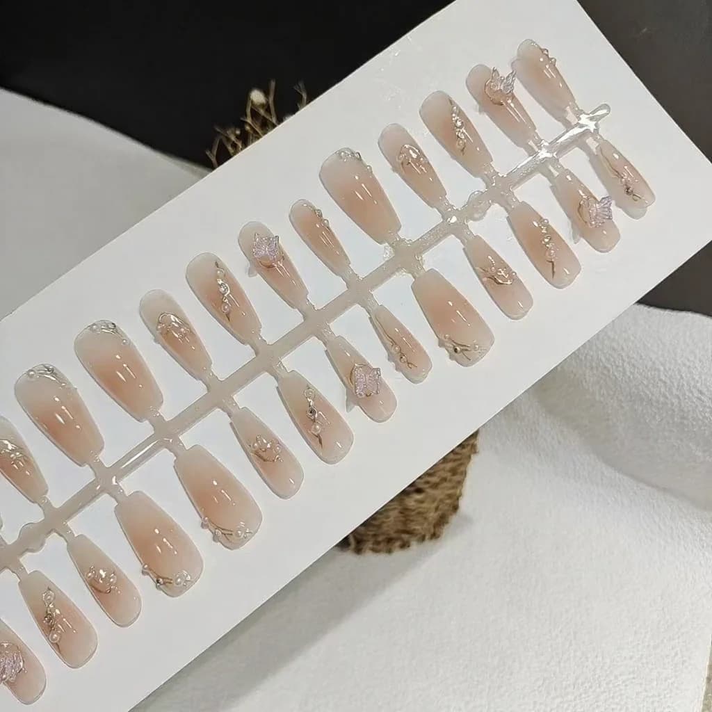 3D Paznokcie Prasowane Motyl, 30 Sztuk, Wielokrotnego Użytku