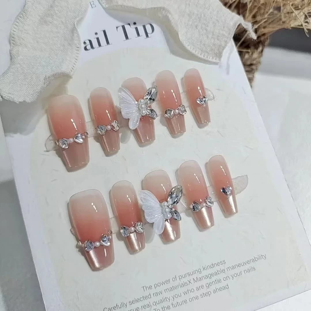 Paznokcie naklejane anioł skrzydła cat eye wzór motyla 30 szt.