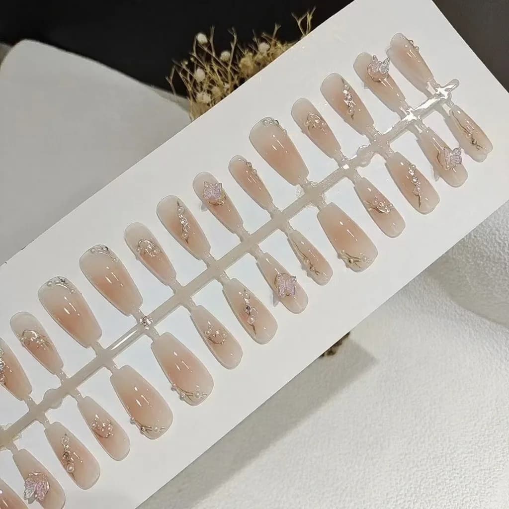 3D Paznokcie Prasowane Motyl, 30 Sztuk, Wielokrotnego Użytku